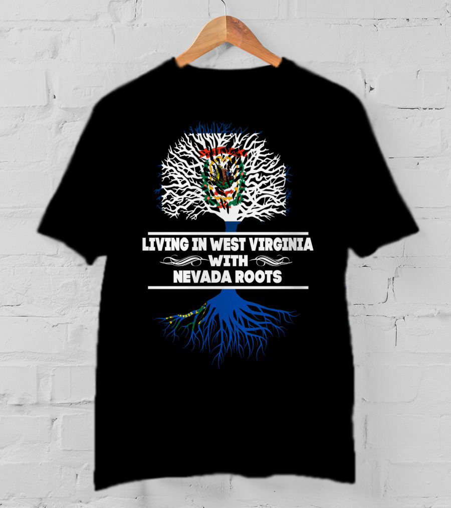 West Virginia Living Nevada Roots Tree Design With State Flag Elements T-Shirt
