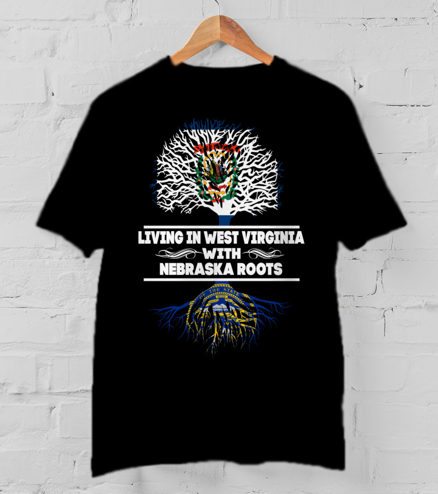 Living In West Virginia With Nebraska Roots State Seals Tree T-Shirt