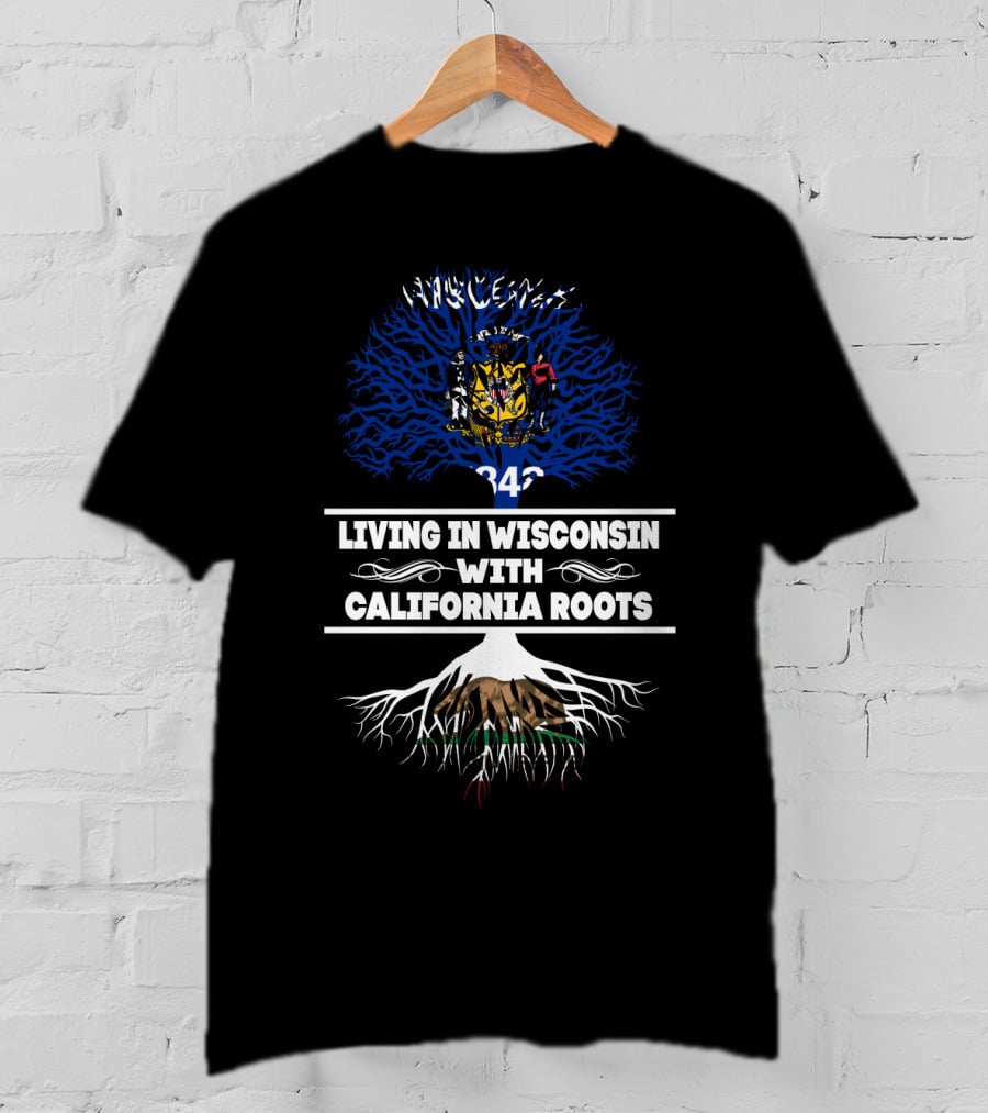 Wisconsin Proud Bear Representing California Connection Through Roots T-Shirt