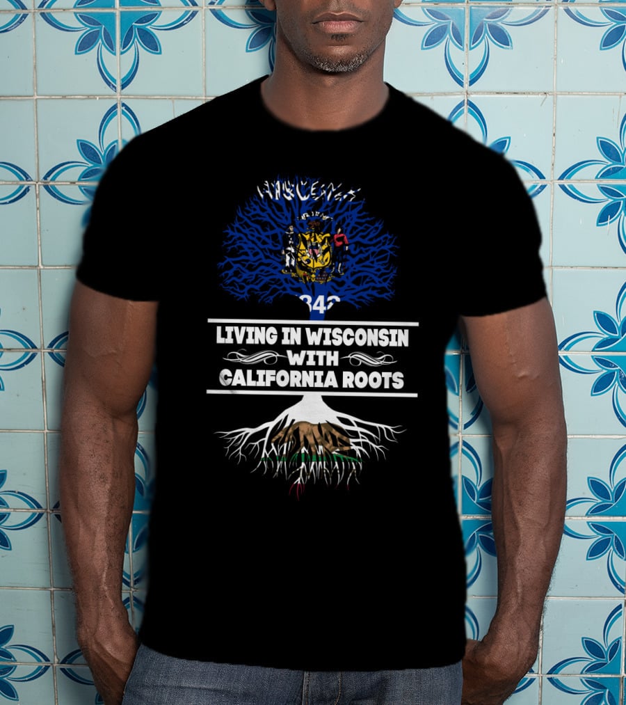 Wisconsin Proud Bear Representing California Connection Through Roots T-Shirt