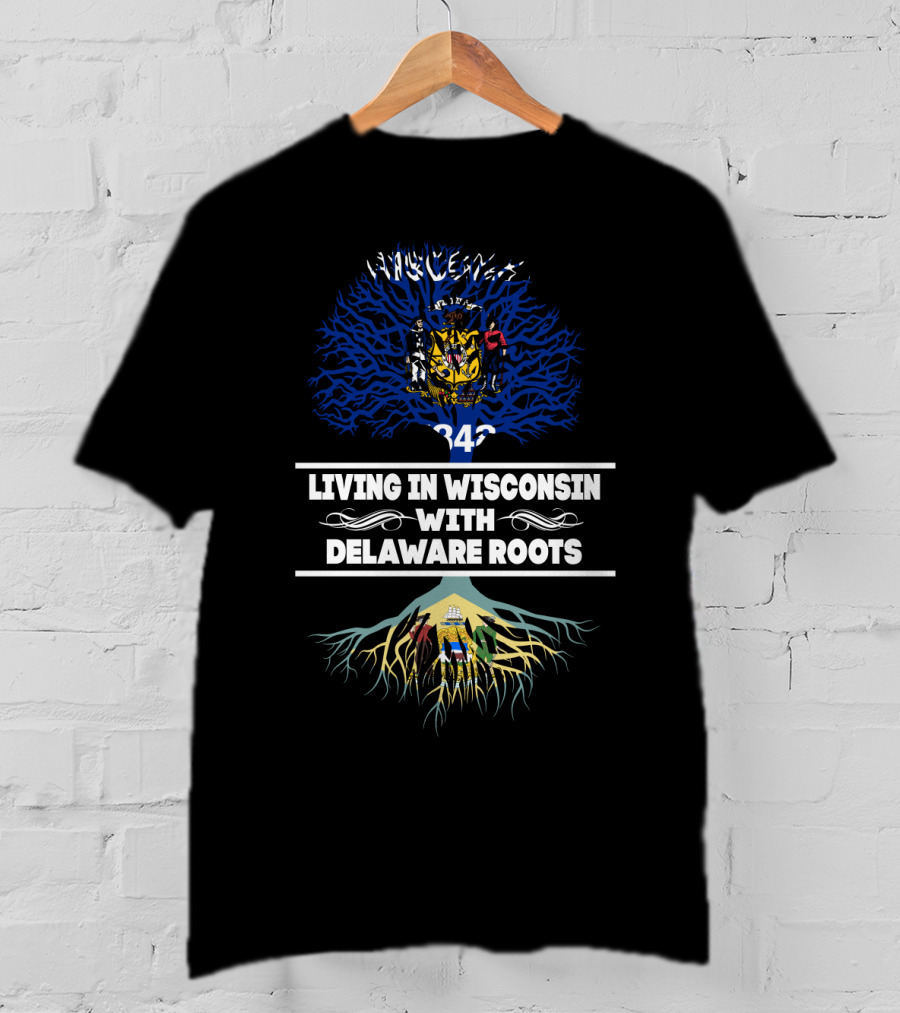 Wisconsin And Delaware Family Heritage Connection Emphasizing State Pride With State Seals T-Shirt