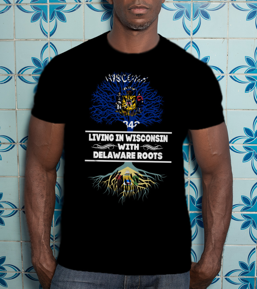 Wisconsin And Delaware Family Heritage Connection Emphasizing State Pride With State Seals T-Shirt