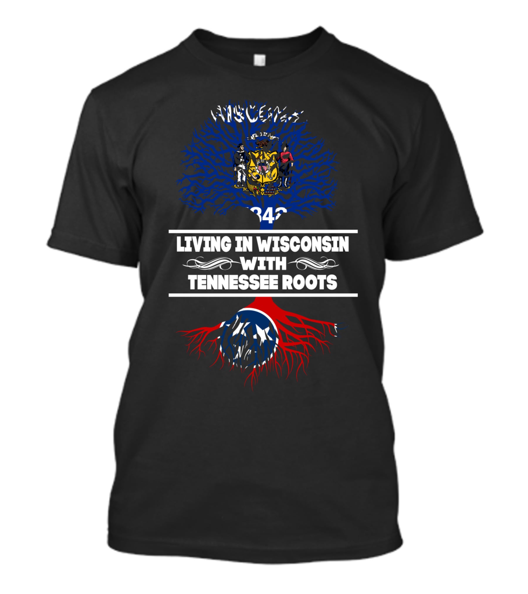 Wisconsin Heritage Above Tennessee Flag-Inspired Roots Connection T-Shirt