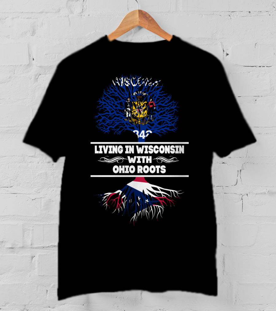 Wisconsin Living Ohio Roots Emblematic Flag Tree T-Shirt