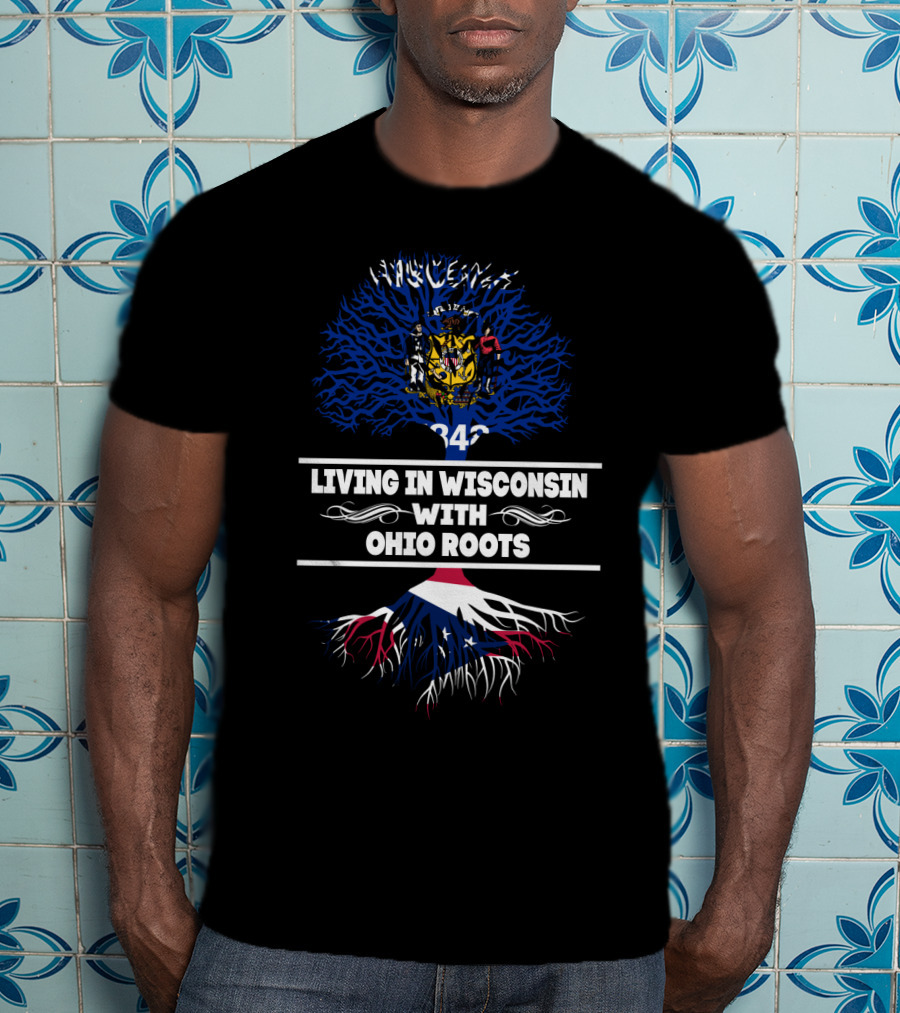 Wisconsin Living Ohio Roots Emblematic Flag Tree T-Shirt