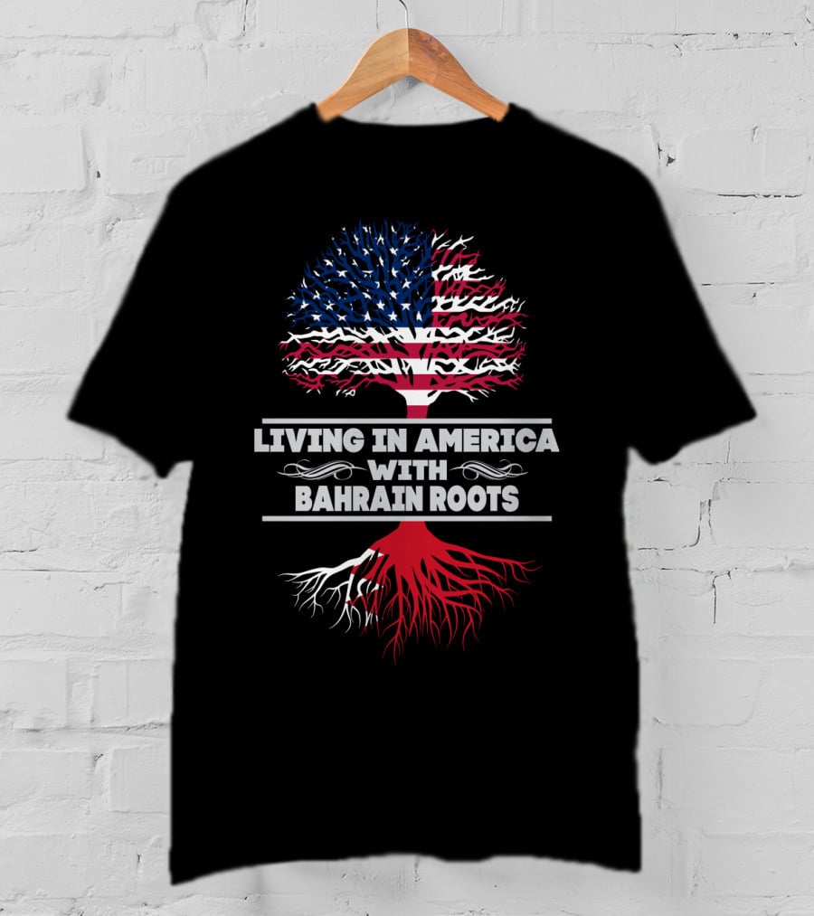 Living IN America With Bahrain Roots USA Flag Tree T-Shirt