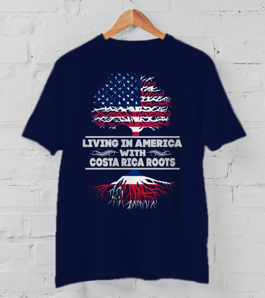 Living In America With Costa Rica Roots Patriotic Tree T-Shirt