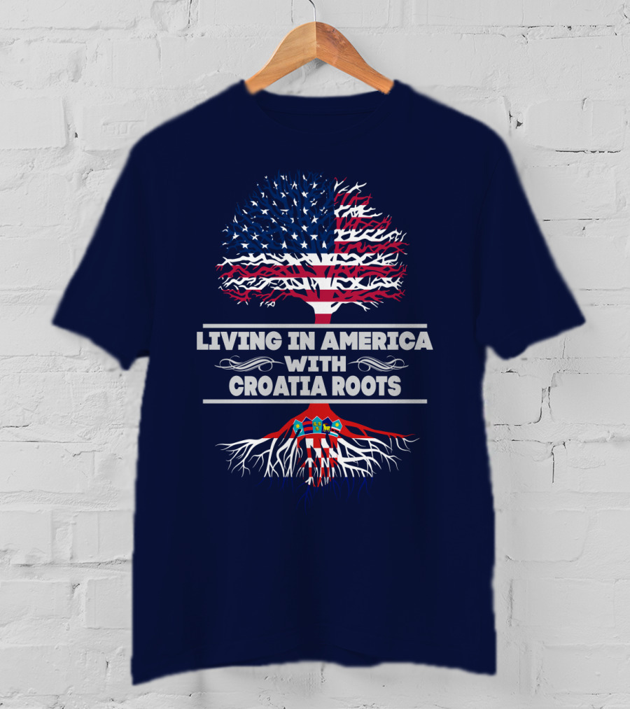 Living IN America With Croatia Roots USA Flag Tree T-Shirt