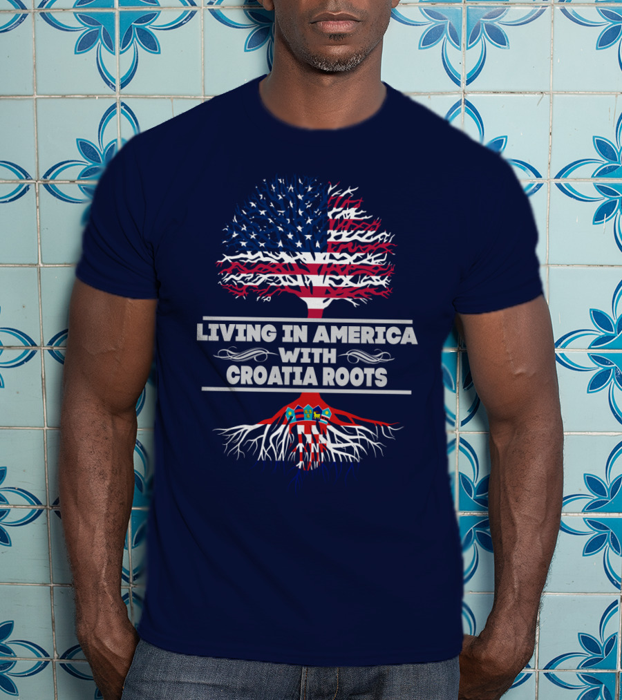 Living IN America With Croatia Roots USA Flag Tree T-Shirt