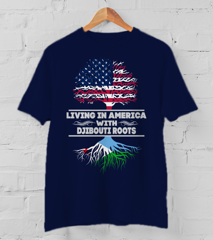 Living IN America With Djibouti Roots USA Flag Tree T-Shirt