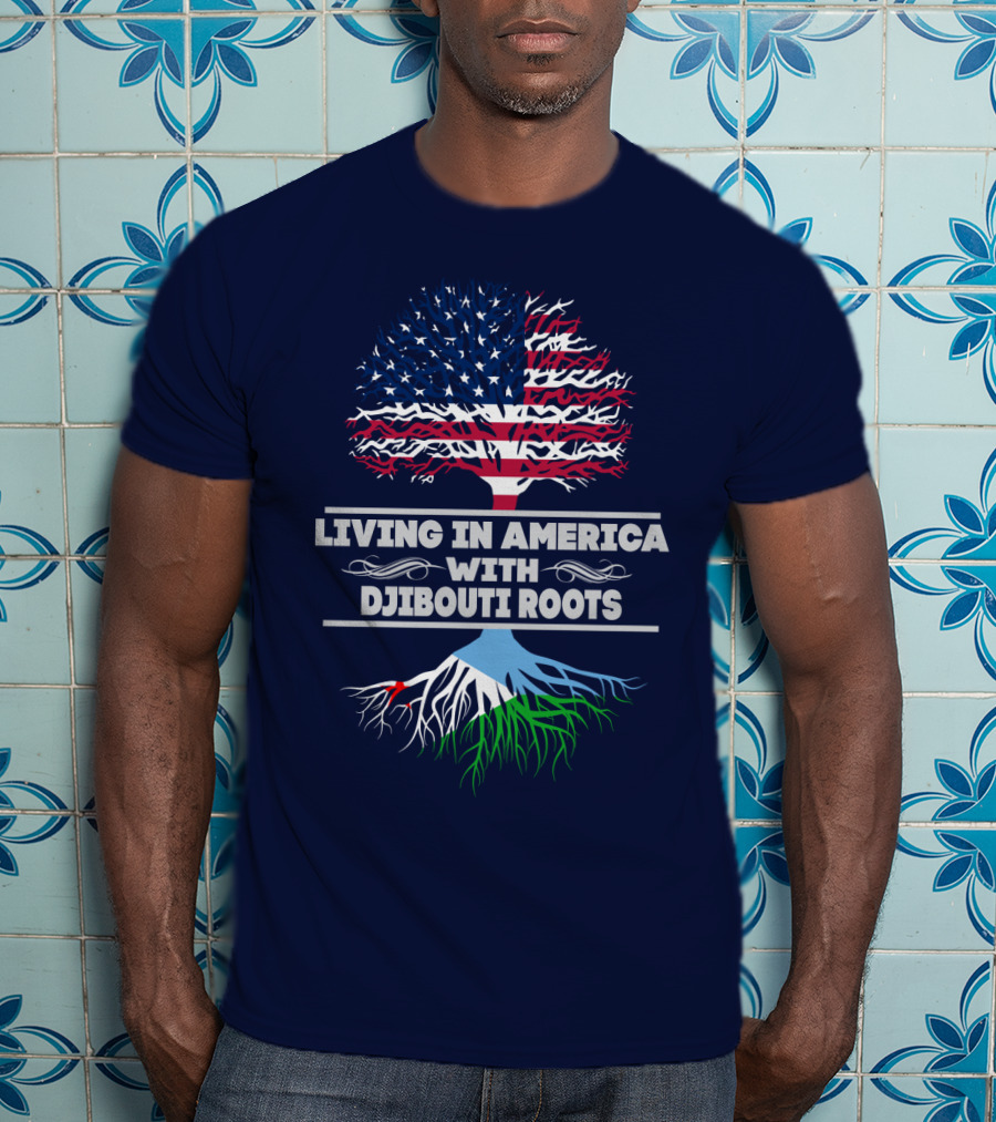 Living IN America With Djibouti Roots USA Flag Tree T-Shirt