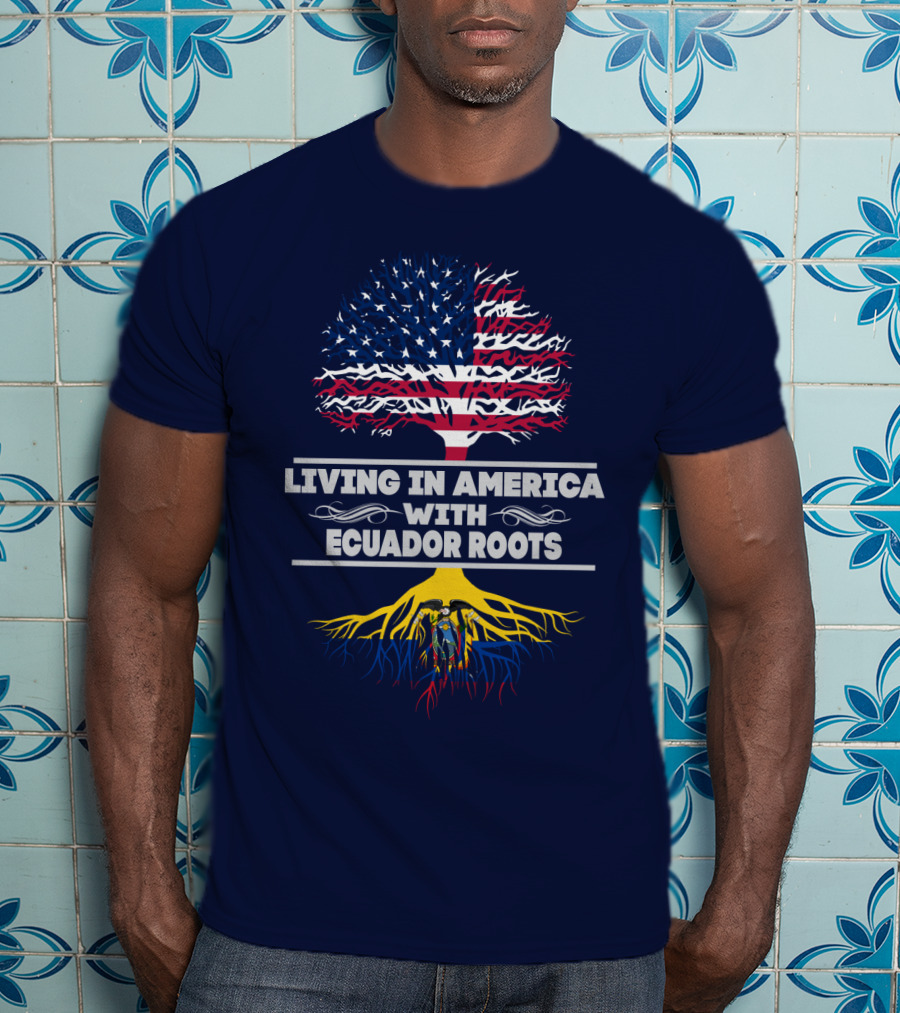 Living IN America With Ecuador Roots USA Flag Tree T-Shirt