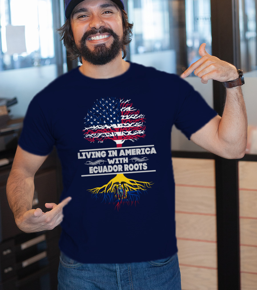 Living IN America With Ecuador Roots USA Flag Tree T-Shirt