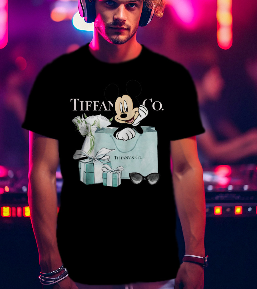 Tiffany And Co Mickey Mouse With Gift Boxes And Flowers T-Shirt