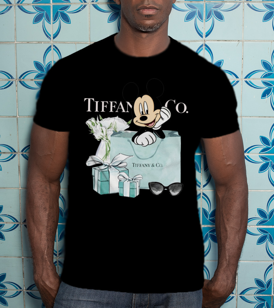 Tiffany And Co Mickey Mouse With Gift Boxes And Flowers T-Shirt