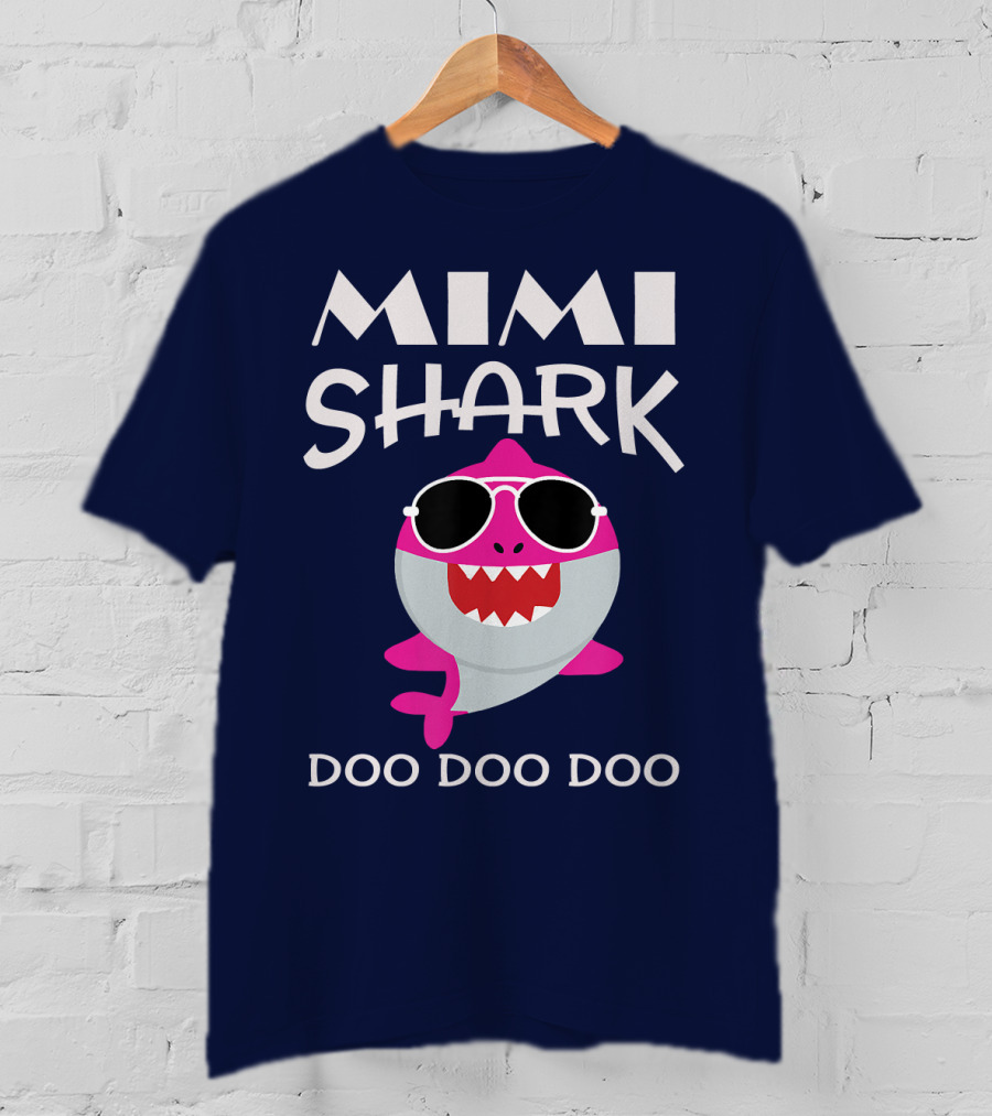 Mimi Shark Doo Doo Doo Sunglasses Fun Pink Shark T-Shirt