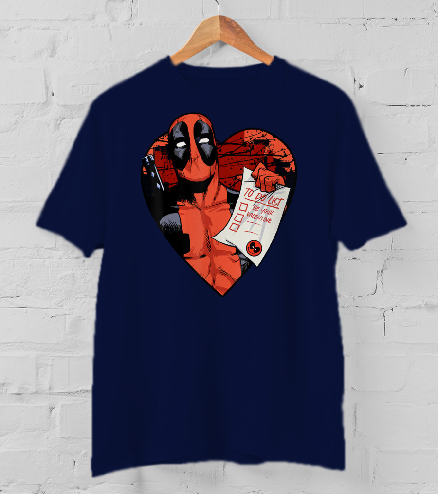 Marvel Deadpool Be Your Valentine To Do List Heart T-Shirt