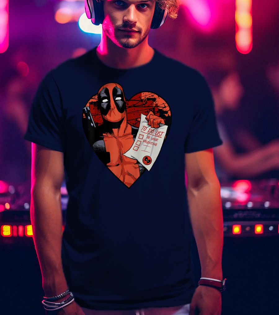 Marvel Deadpool Be Your Valentine To Do List Heart T-Shirt