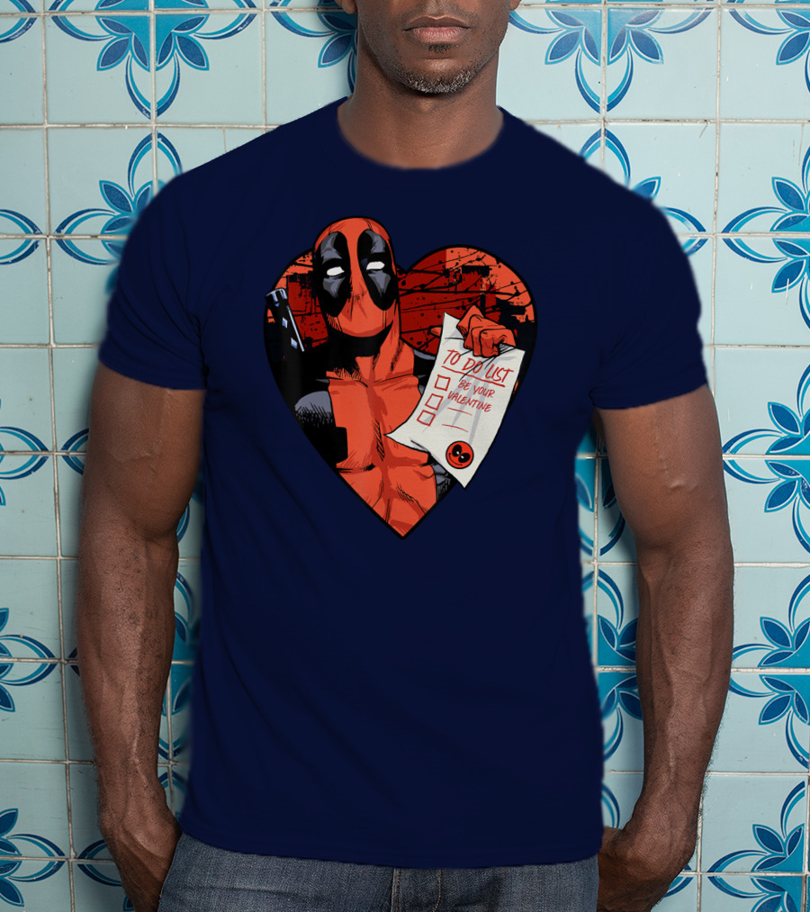 Marvel Deadpool Be Your Valentine To Do List Heart T-Shirt