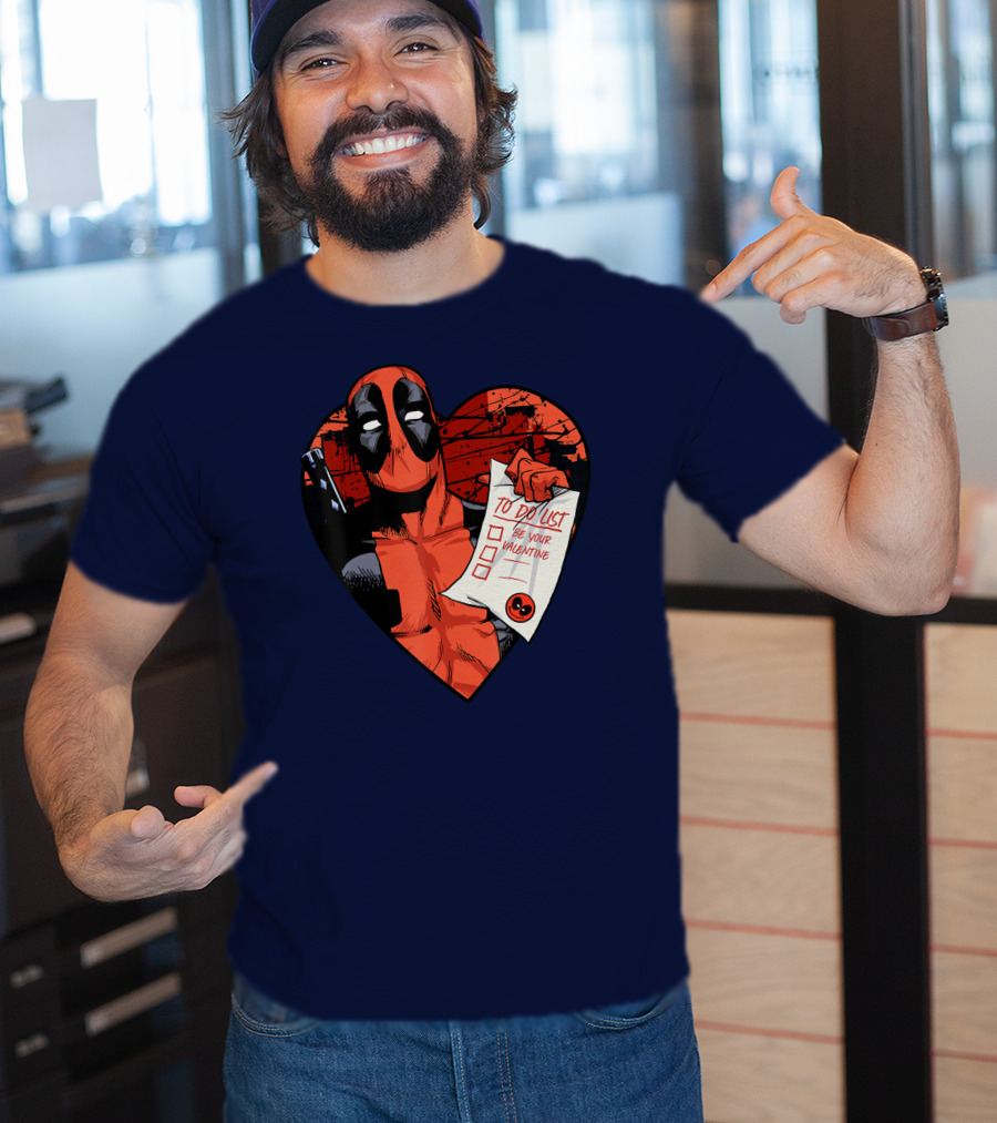 Marvel Deadpool Be Your Valentine To Do List Heart T-Shirt