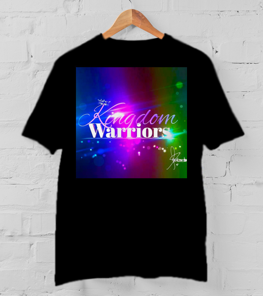 Kingdom Warriors With Crown And Signature In Vibrant Multicolor Light Burst T-Shirt