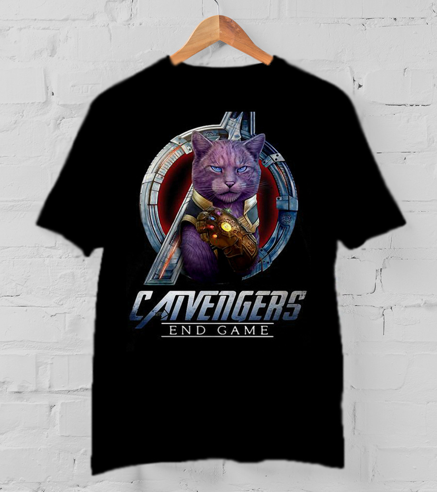 Catvengers End Game Infinity Gauntlet Purple Cat Avengers Iconic T-Shirt