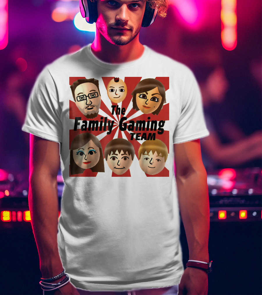 Family Gaming Team Characters With Text Burst T-Shirt