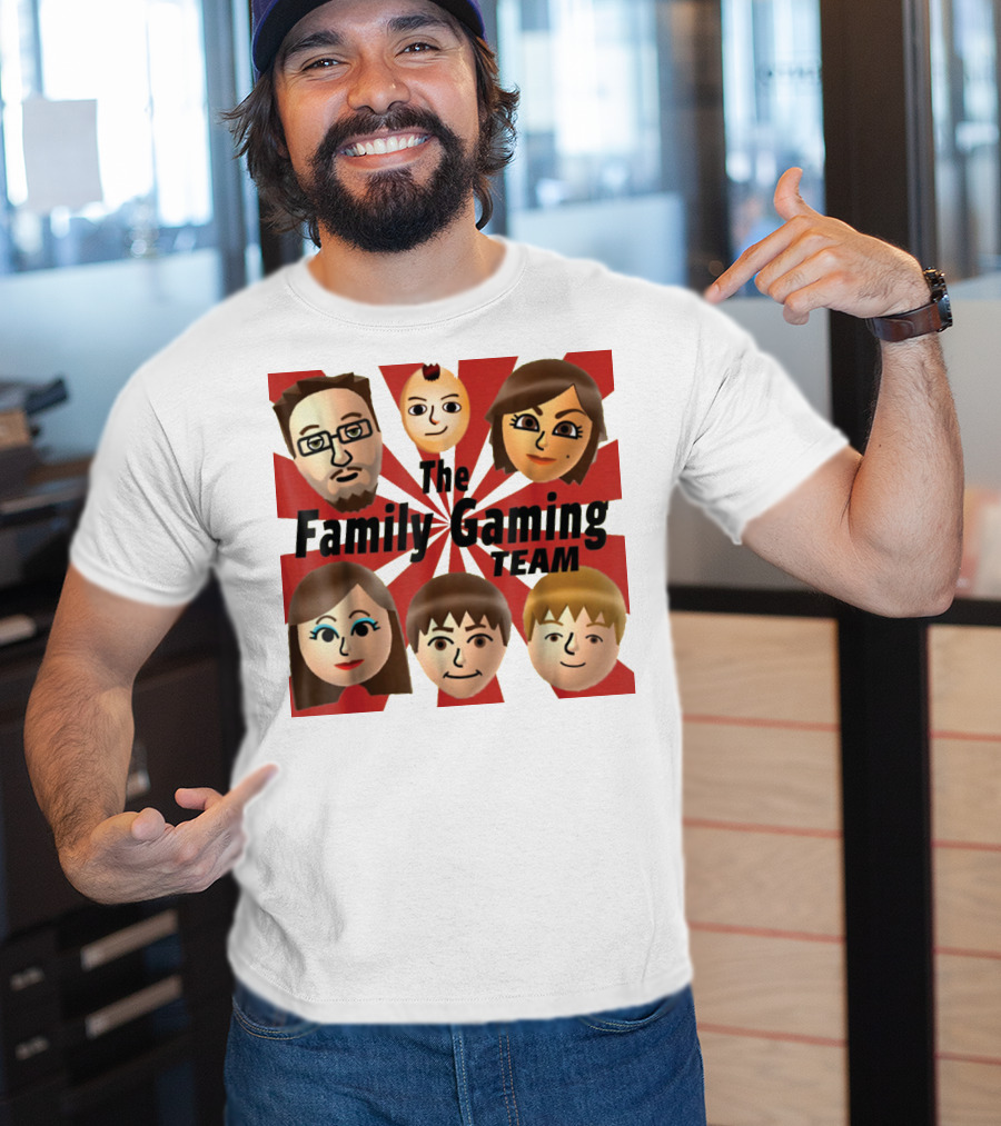 Family Gaming Team Characters With Text Burst T-Shirt
