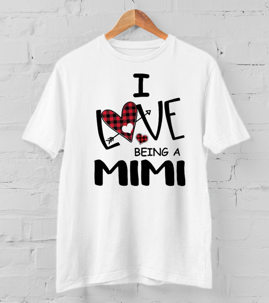I Love Being A Mimi Heart Arrow Plaid T-Shirt