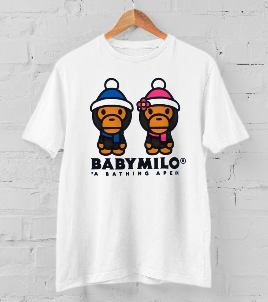 BABY MILO A BATHING APE Blue And Pink Winter Outfits T-Shirt