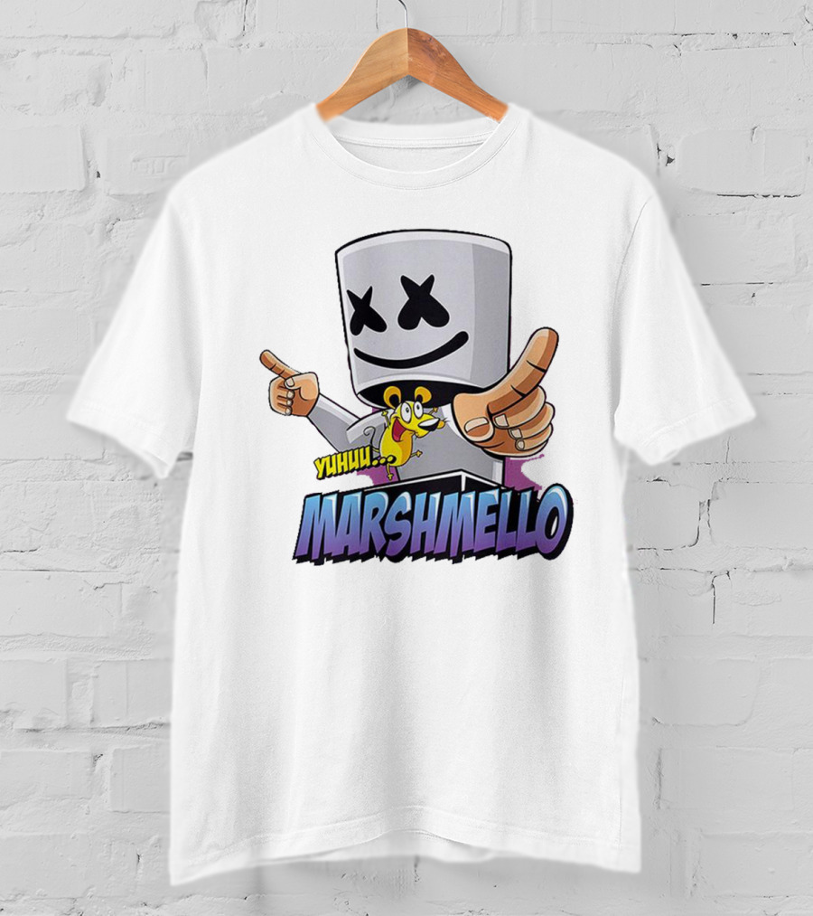 Marshmello Yuhuuu Cartoon Styled Short Sleeve T-Shirt