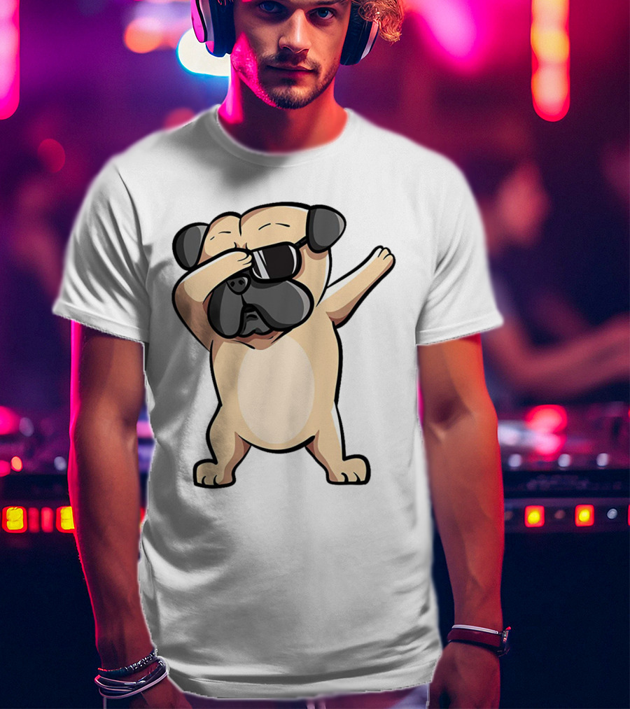 Cool Dabbing Pug With Sunglasses Cute Funny Dog Dab AZP T-Shirt
