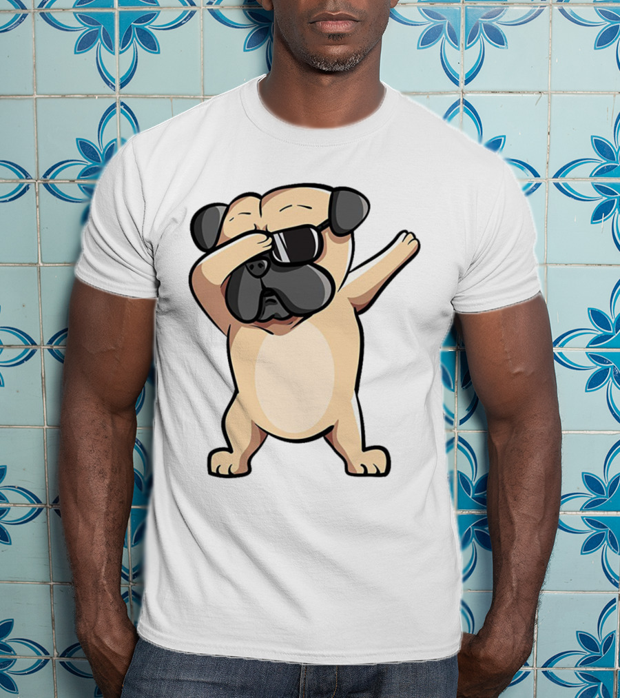Cool Dabbing Pug With Sunglasses Cute Funny Dog Dab AZP T-Shirt