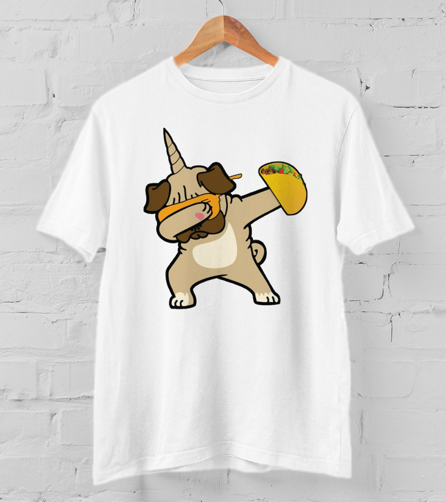 Dabbing Pugicorn With Taco Mexican Style Fun T-Shirt