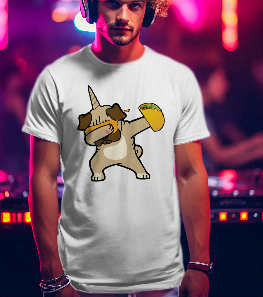 Dabbing Pugicorn With Taco Mexican Style Fun T-Shirt