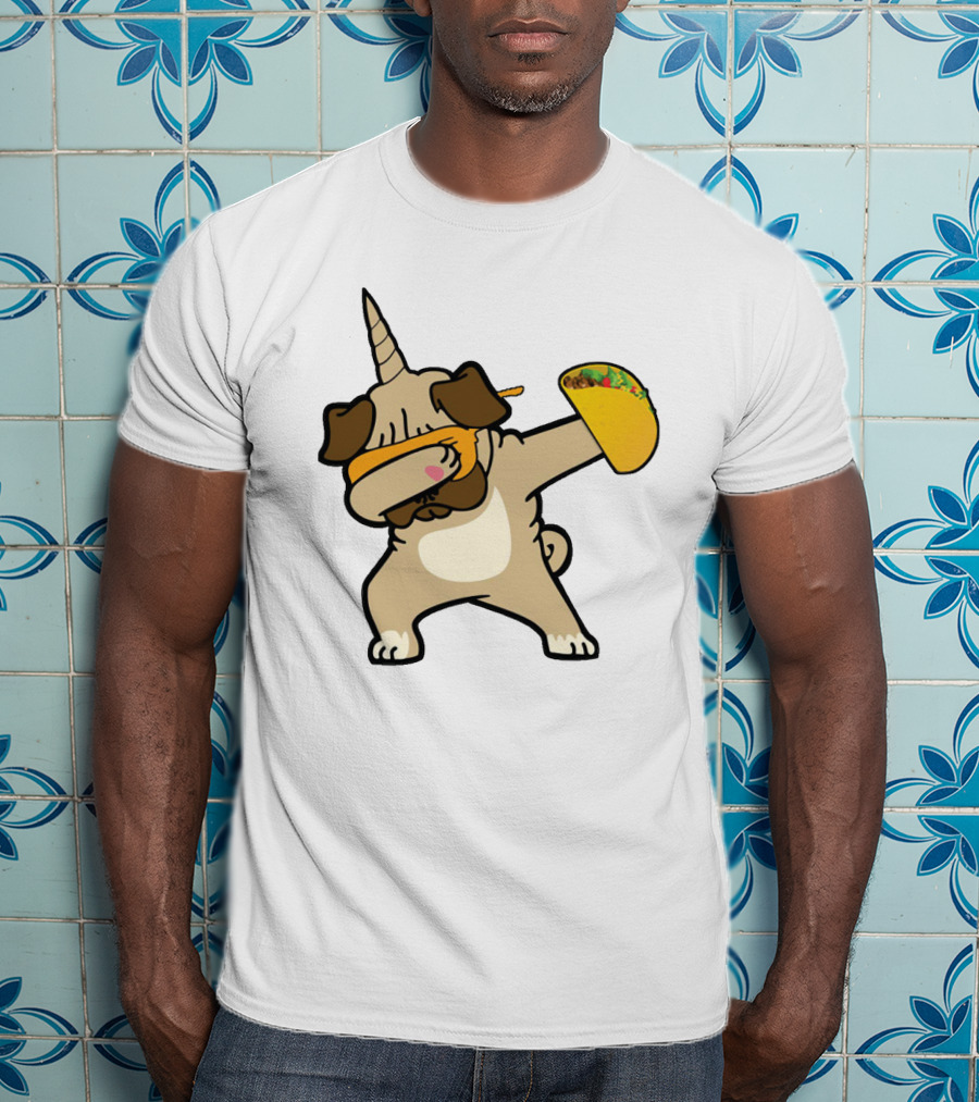 Dabbing Pugicorn With Taco Mexican Style Fun T-Shirt