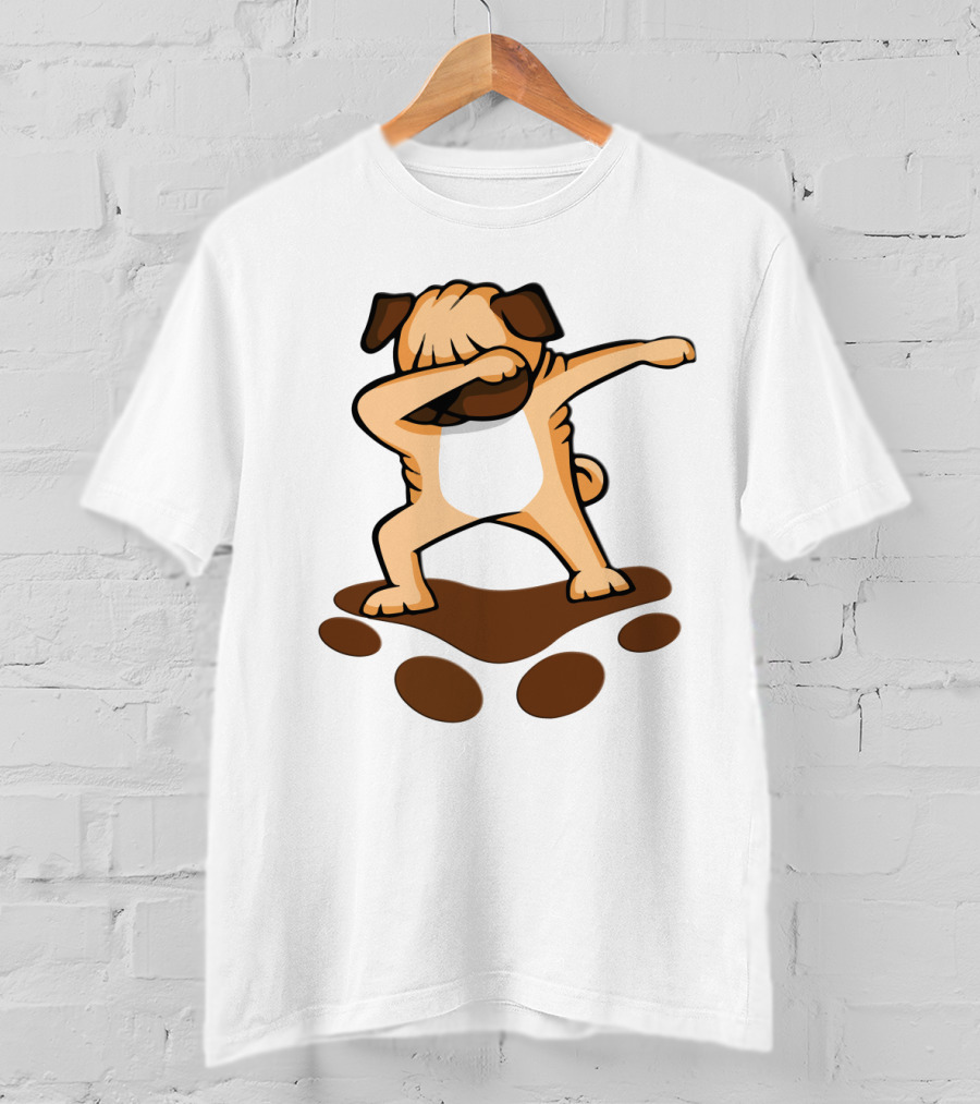 Dabbing Pug Dog With Paw Prints Funny Pug Owner T-Shirt