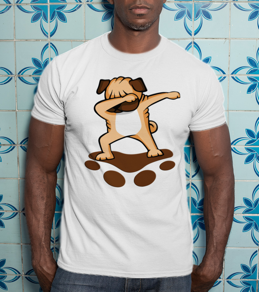 Dabbing Pug Dog With Paw Prints Funny Pug Owner T-Shirt