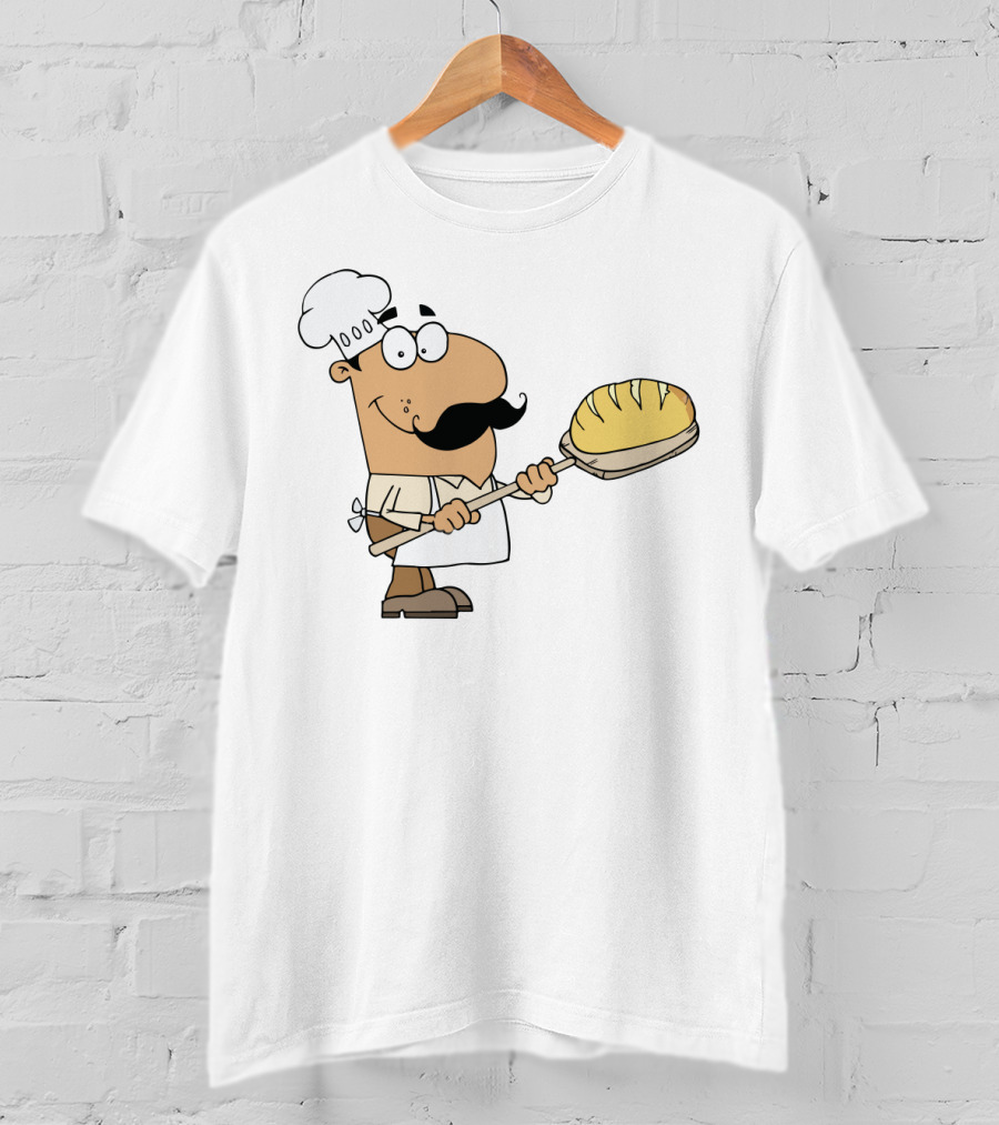 Hispanic Cartoon Bread Maker Man With Chef Hat And Loaf On Paddle T-Shirt