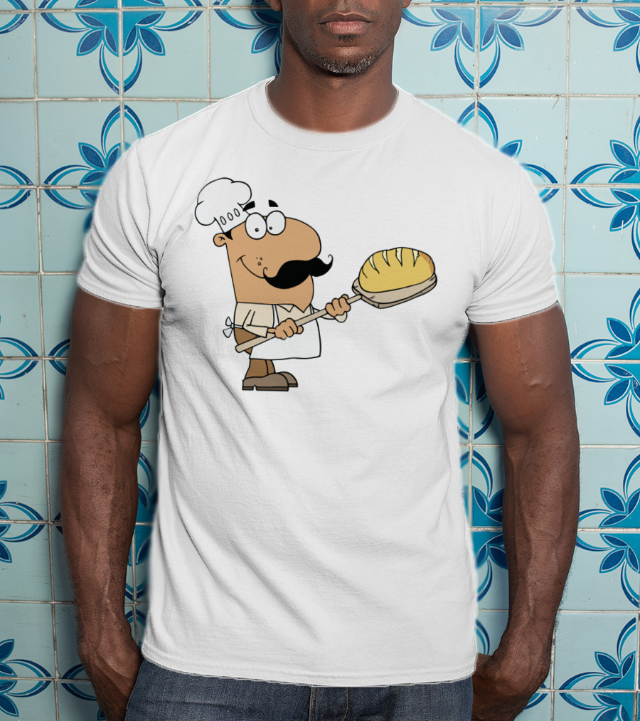 Hispanic Cartoon Bread Maker Man With Chef Hat And Loaf On Paddle T-Shirt