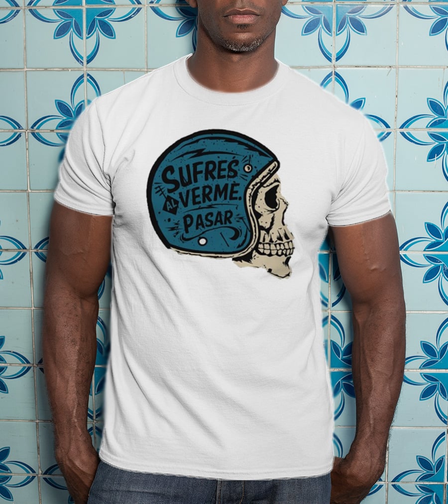 Sufres Al Verme Pasar Skull Helmet Cartoon Character T-Shirt