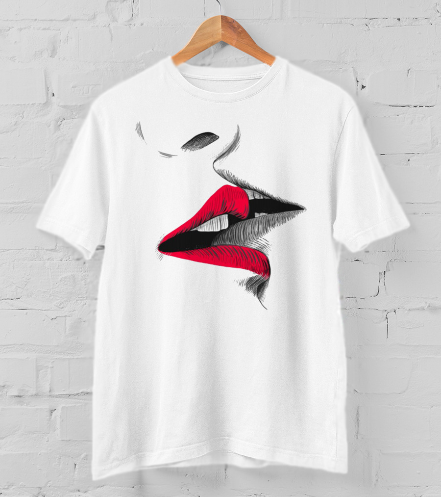 Good Morning I Love You Cool Red Lips T-Shirt