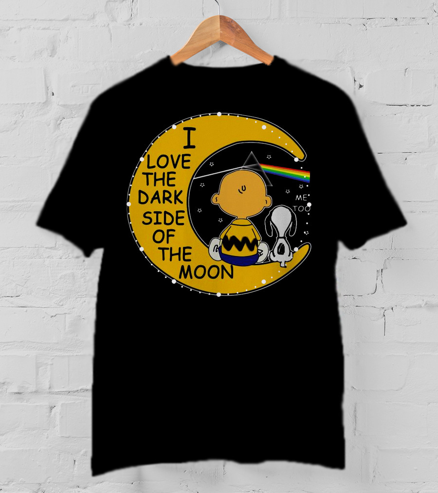 I Love The Dark Side Of The Moon Charlie Brown Snoopy Rainbow Prism Moon T-Shirt