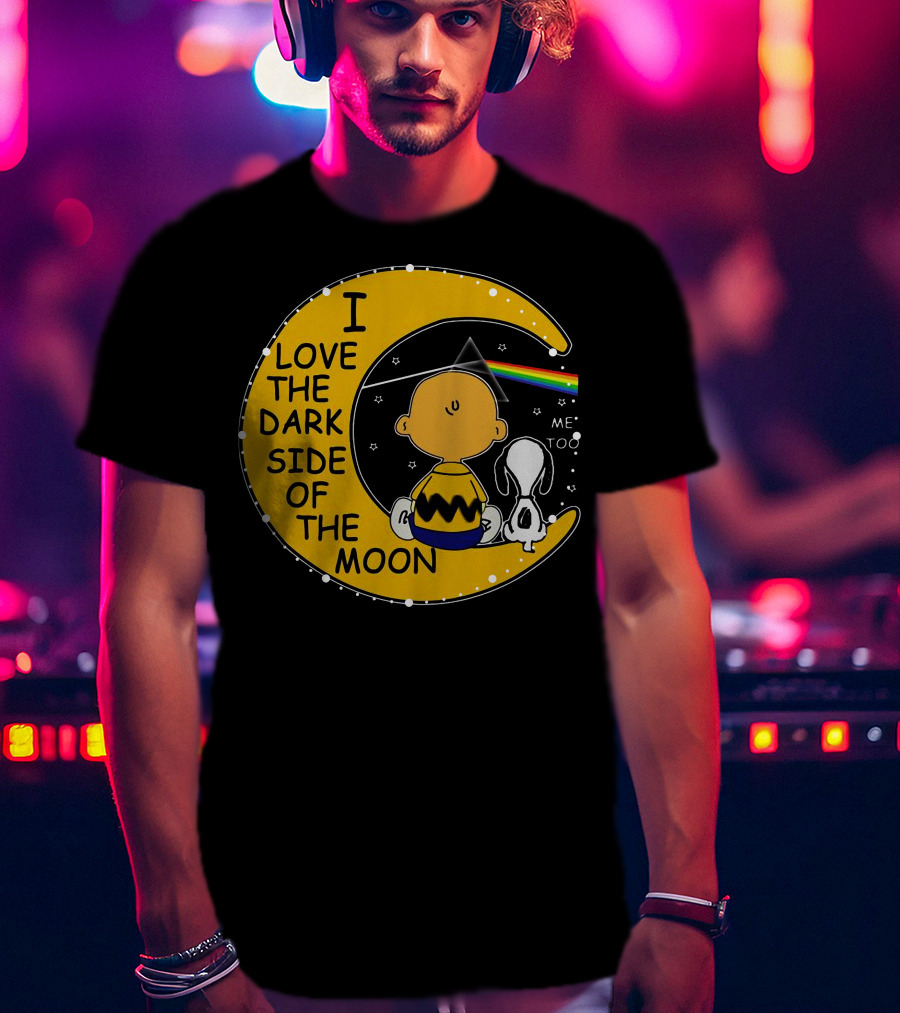 I Love The Dark Side Of The Moon Charlie Brown Snoopy Rainbow Prism Moon T-Shirt