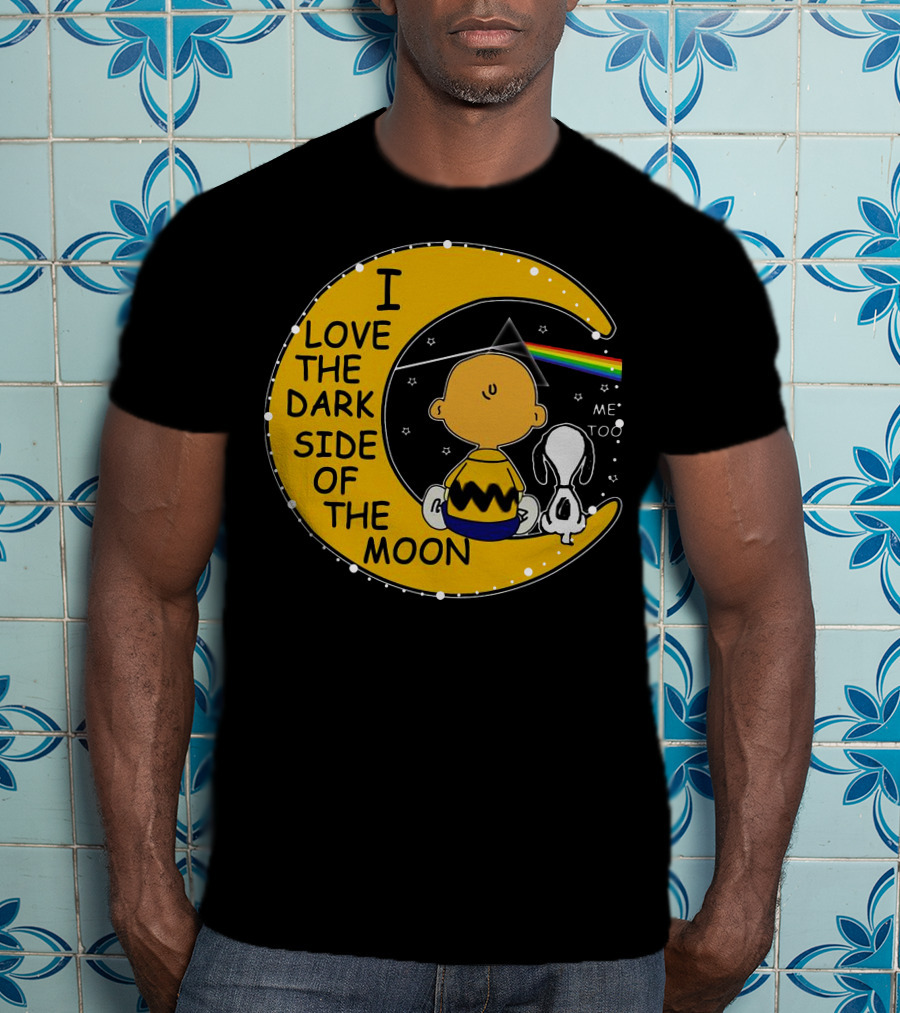 I Love The Dark Side Of The Moon Charlie Brown Snoopy Rainbow Prism Moon T-Shirt