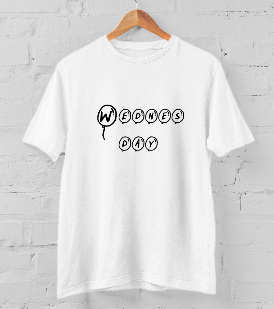 Wednesday Balloon Letters Floating Playful Typography T-Shirt