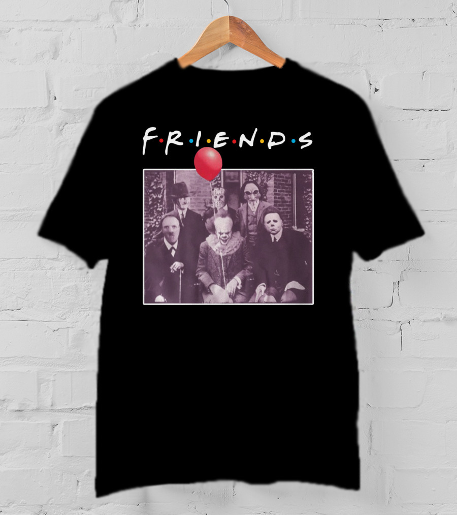 Horror Movie Characters Iconic Friends TV Show Parody Featuring Red Balloon T-Shirt