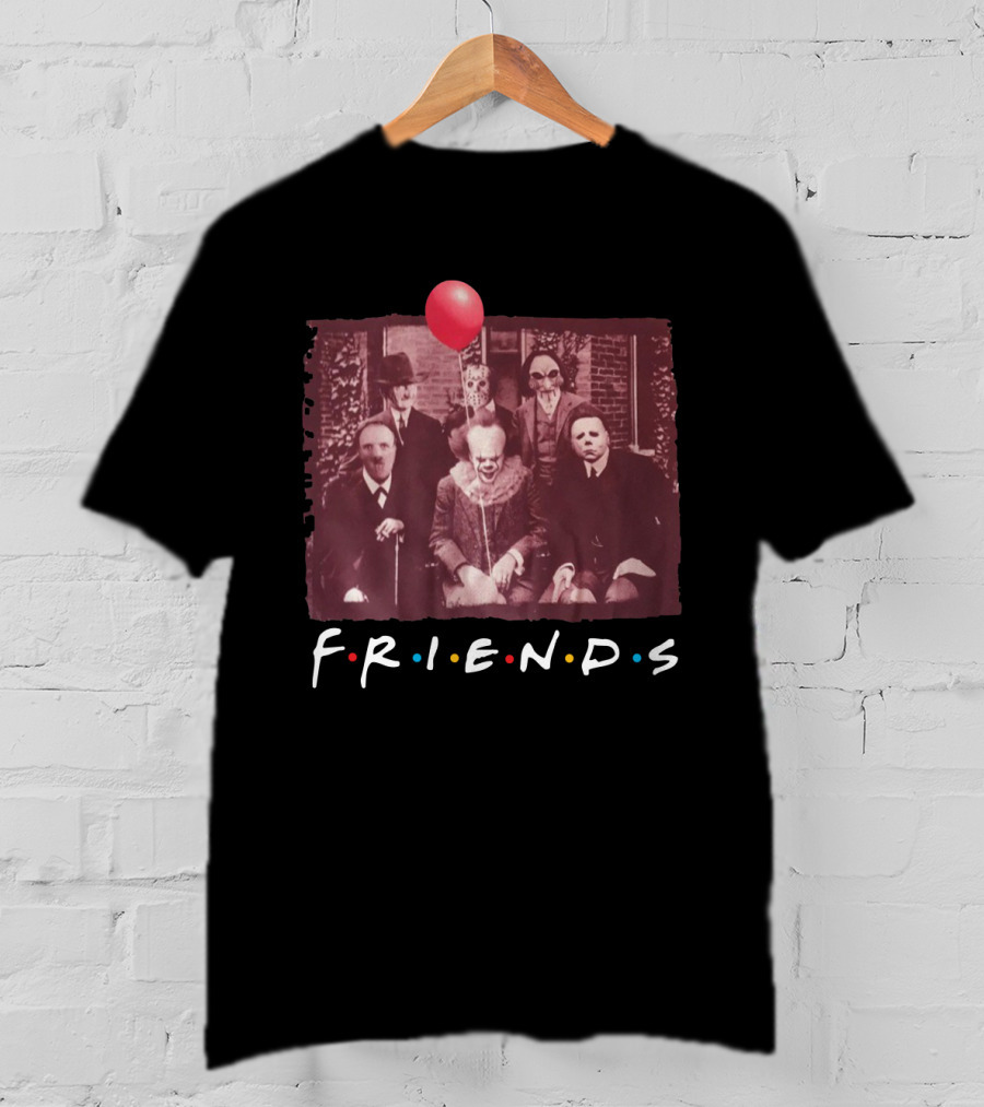 Pennywise Hannibal Lecter Michael Myers Freddy Krueger Jason Voorhees Billy Vintage Horror Friends Parody Balloon T-Shirt