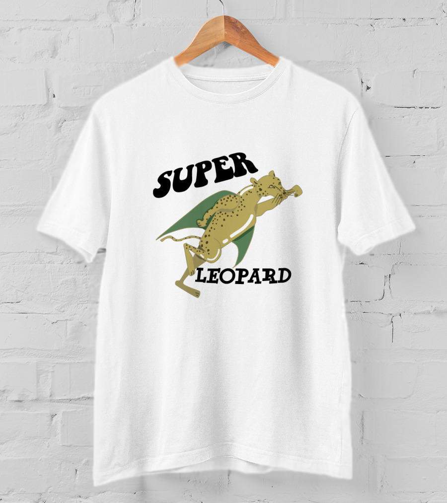 Super Leopard Flying Cape Hero Leap T-Shirt