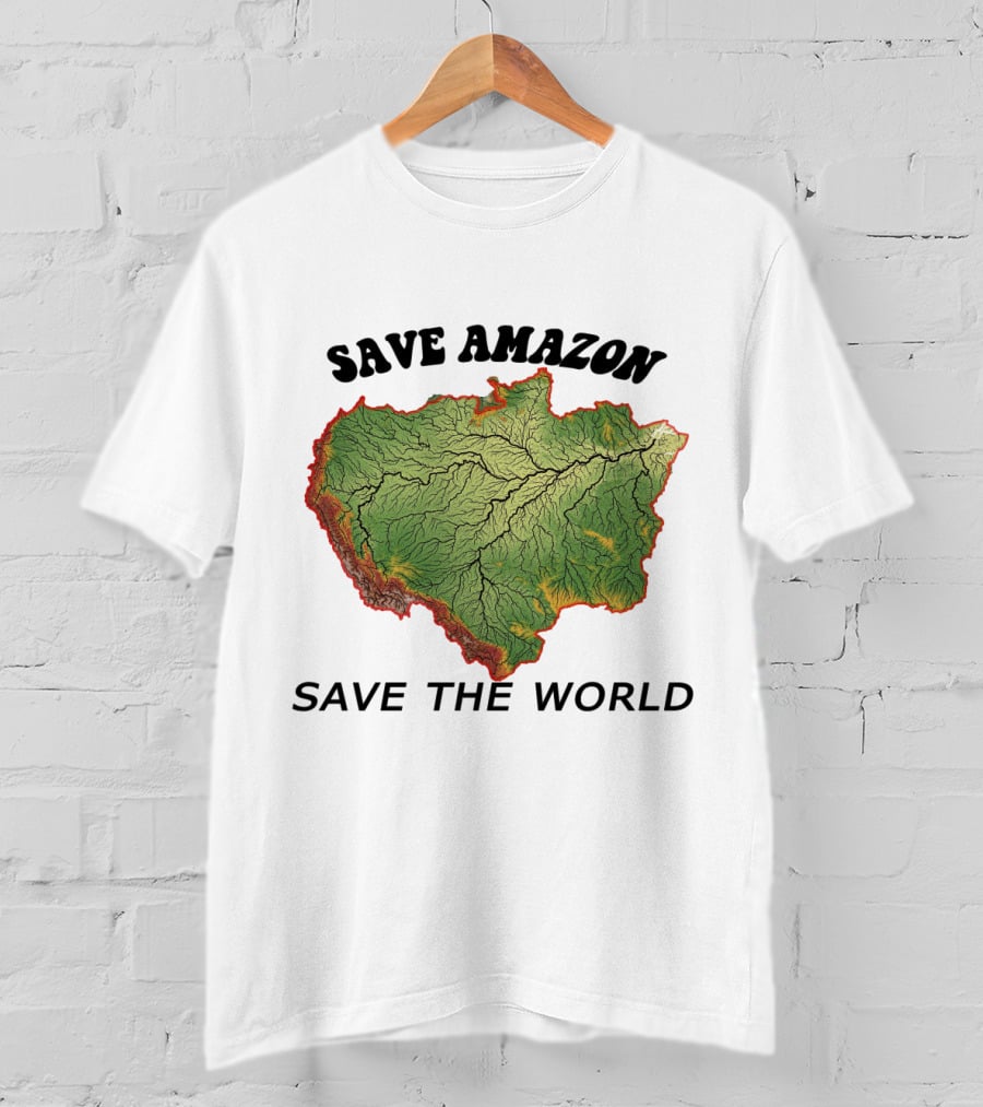 Save Amazon Save The World Map T-Shirt